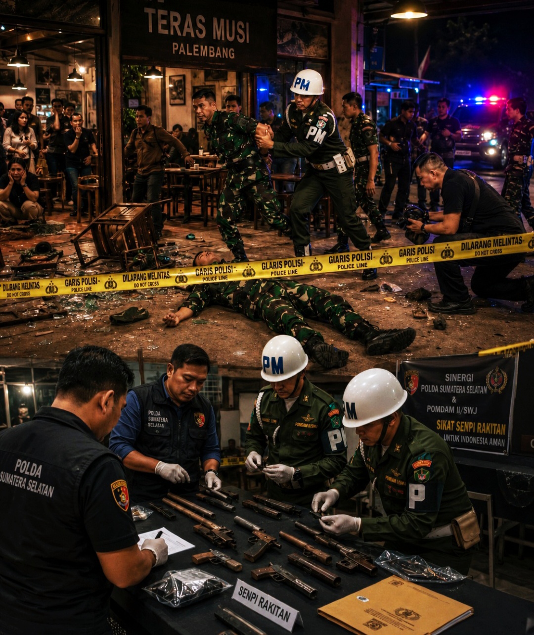 Oknum TNI Tembak Mati Rekan Sesama Prajurit di Kafe Palembang: Peluru Tembus Hati, Polda dan Pomdam Sinergi Sikat Senpi Rakitan?