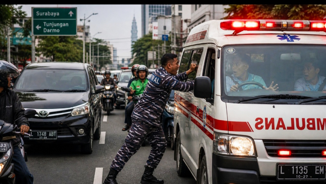 Arogansi Oknum TNI AL di Surabaya: Halangi Ambulans Hingga Terlambat 10 Menit, Berani Tantang Diviralkan!