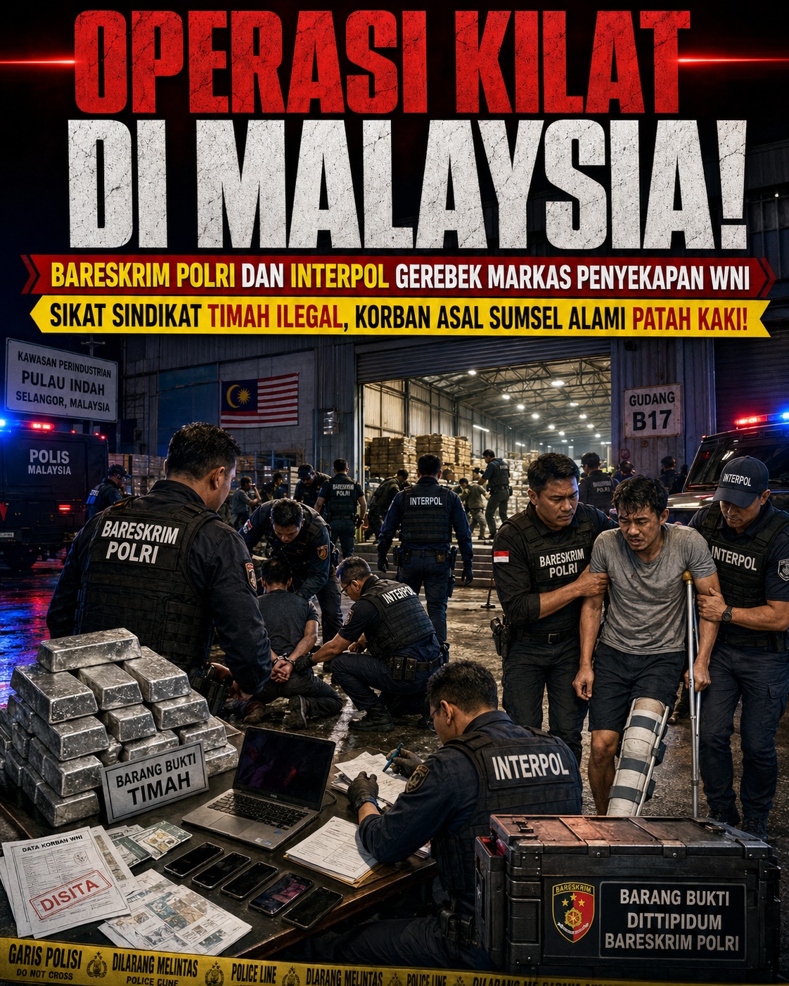 Bareskrim Polri dan Interpol Gerebek Markas Penyekapan WNI: Sikat Sindikat Timah Ilegal, Korban Asal Sumsel Alami Patah Kaki!