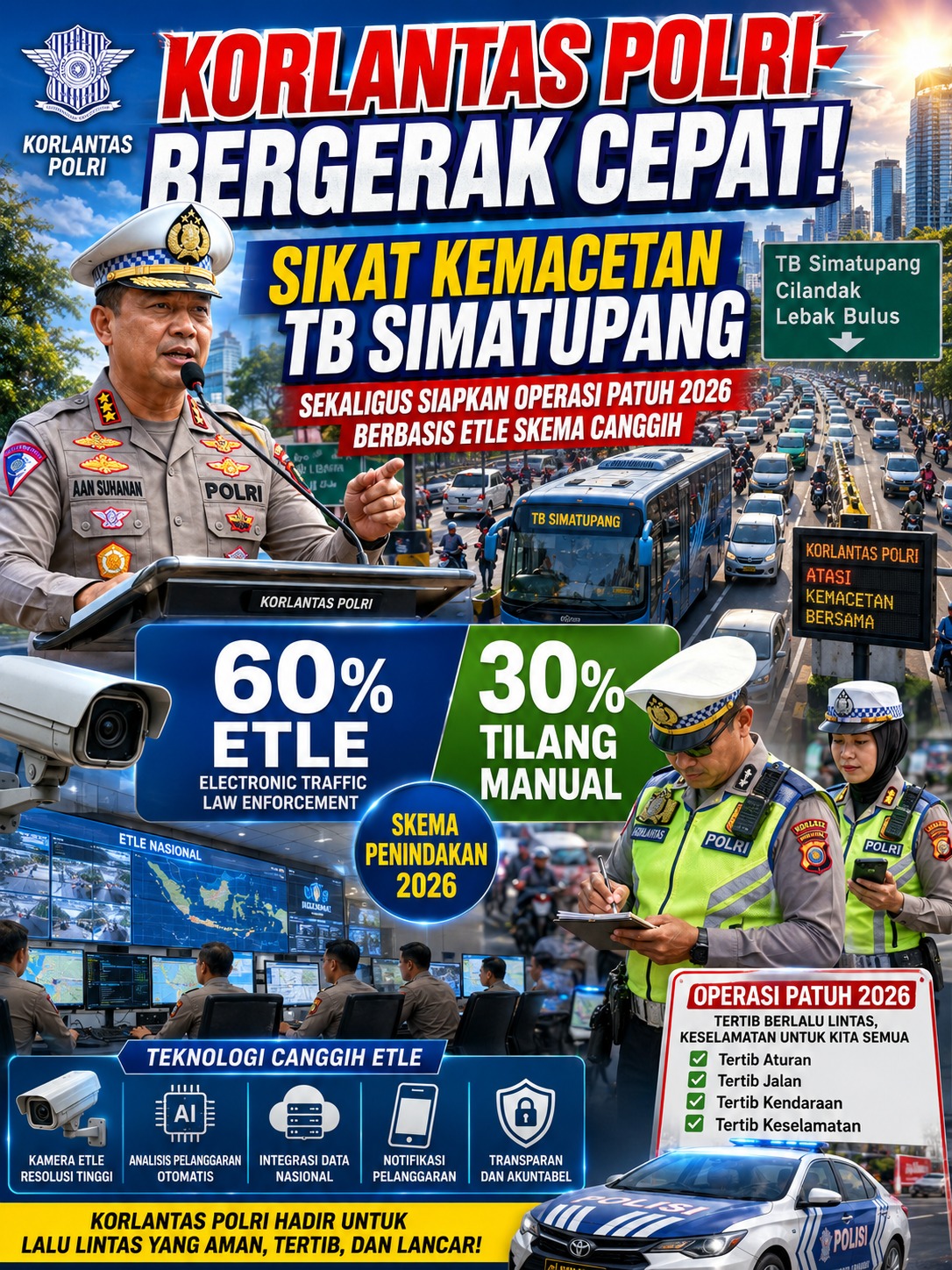 KORLANTAS, Solusikan Kemacetan TB Simatupang Sekaligus Siapkan Operasi Patuh 2026 Pada 8 Juni, Berbasis ETLE Dan Manual.