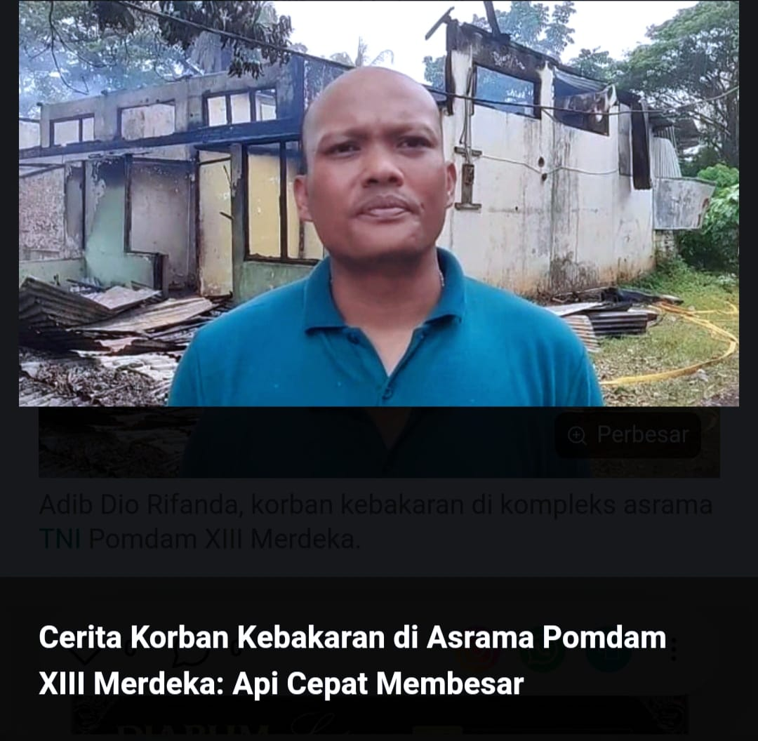 Kebakaran Hebat di Asrama Pomdam XIII Merdeka, 11 Rumah & 1 Mobil Hangus