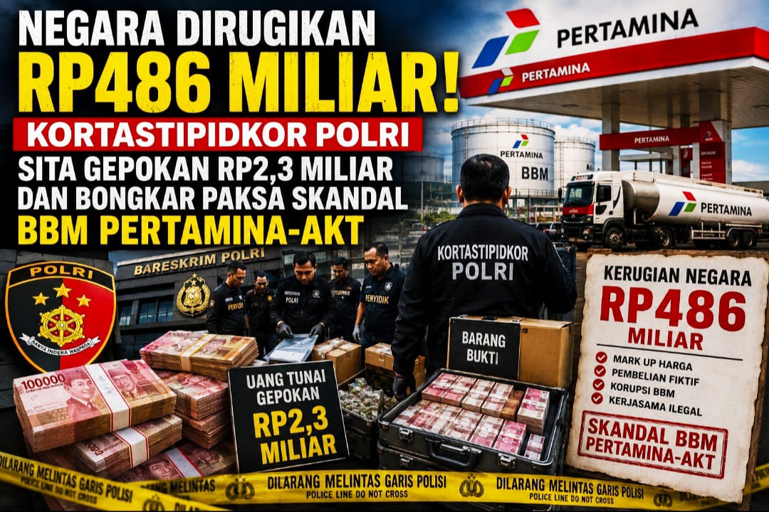 Negara Dirugikan Rp486 Miliar! Kortastipidkor Polri Sita Gepokan Rp2,3 Miliar dan Bongkar Paksa Skandal BBM Pertamina-AKT