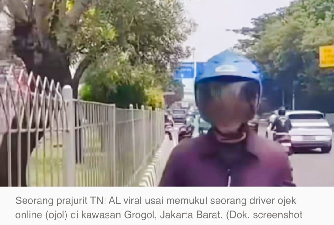 Oknum Tentara Nasional Indonesia Angkatan Laut (TNI AL) Pukul Driver ojol.