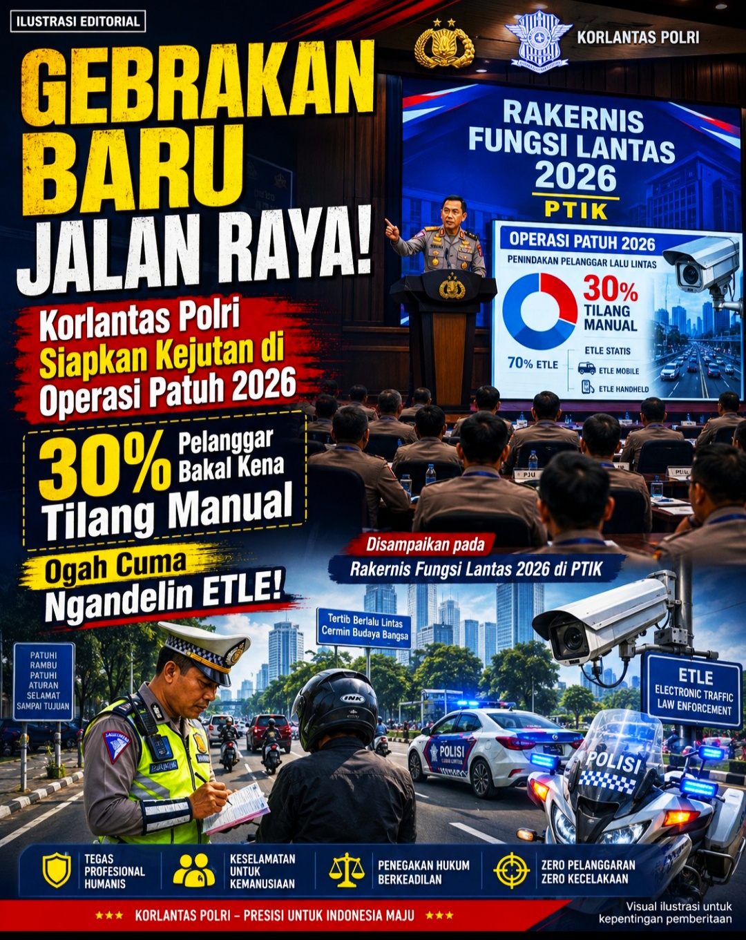 Korlantas Polri Siapkan Kejutan di Operasi Patuh 2026: 30% Pelanggar Bakal Kena Tilang Manual, Tidak Cuma Ngandelin ETLE!