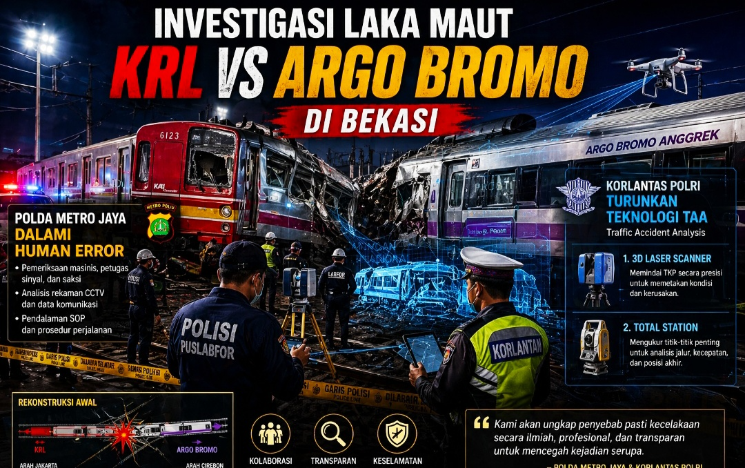 Canggih! Korlantas Polri Gunakan Teknologi TAA 3D untuk Bongkar Penyebab Tabrakan KRL di Bekasi.