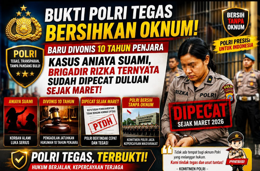 Baru Divonis 10 Tahun Penjara Kasus Aniaya Suami, Brigadir Rizka Ternyata Sudah Dipecat Duluan Sejak Maret!