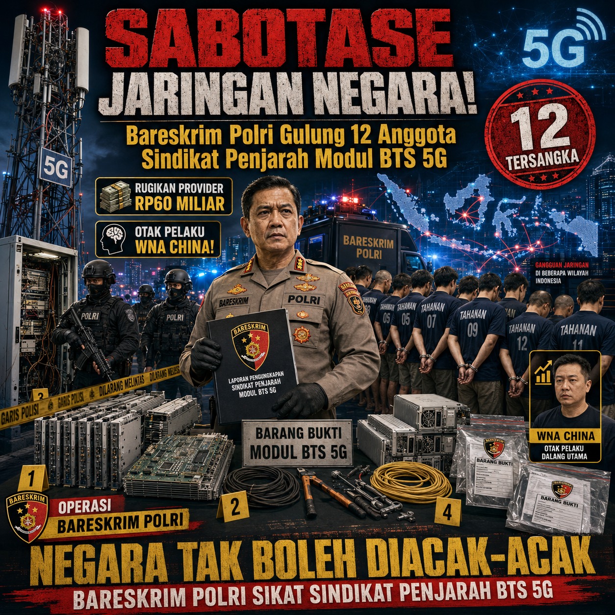 Breaking News Bareskrim: Taktik Intelijen Polri Gulung Sindikat Penjarah Modul BTS 5G Senilai Rp60 Miliar!