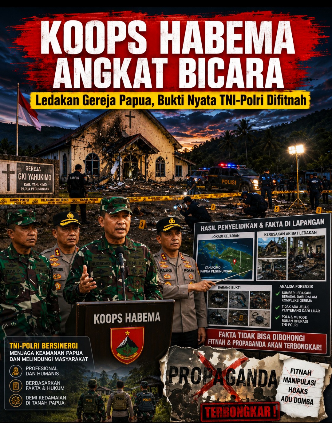 Koops Habema Angkat Bicara Soal Ledakan Gereja Papua: Bongkar Bukti Nyata TNI-Polri Difitnah Keji!