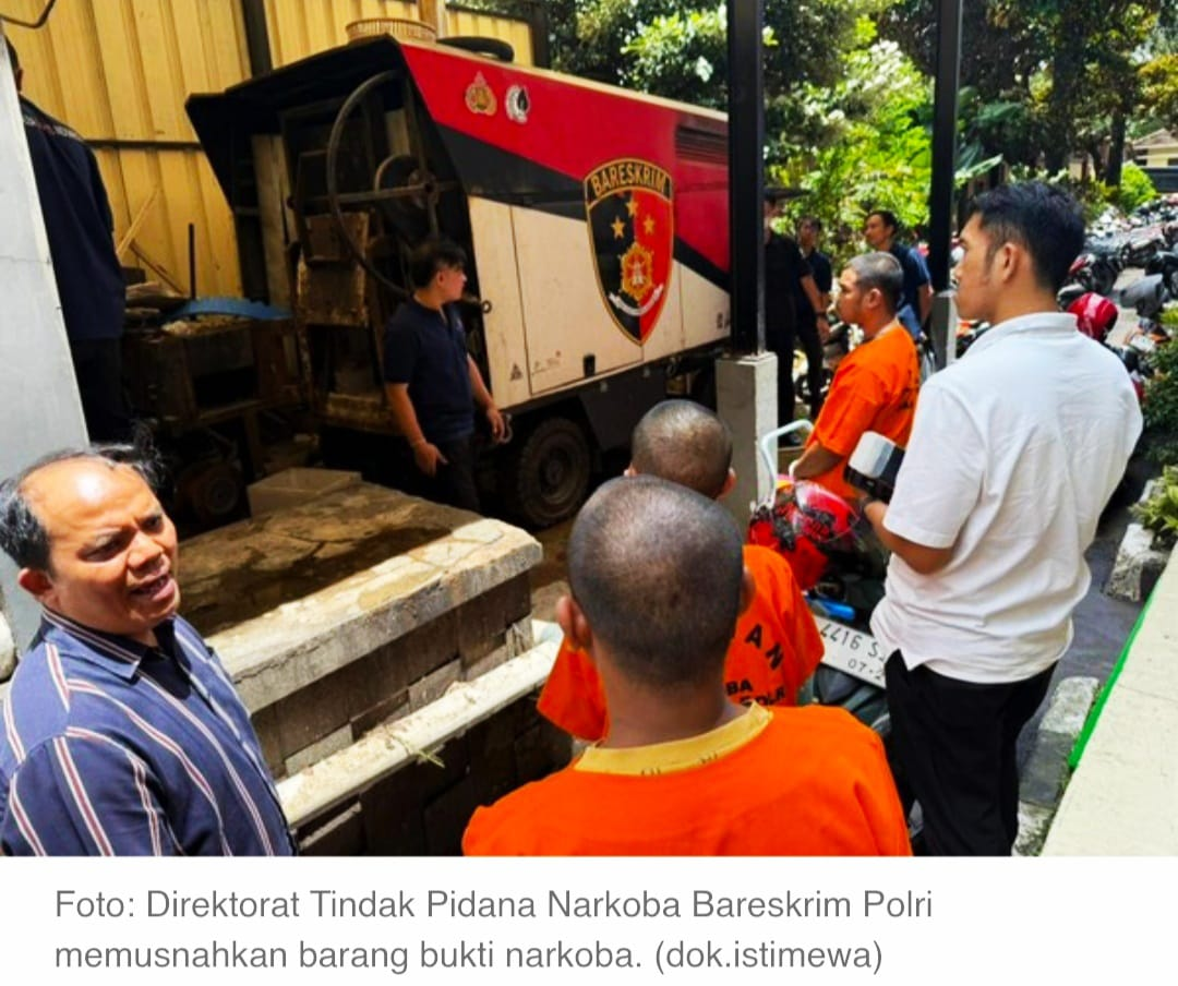 Pemusnahan Barang Bukti Narkoba Oleh Bareskrim Polri Mengungkap Berbagai Modus Baru Peredaran Narkotika Semakin Canggih.