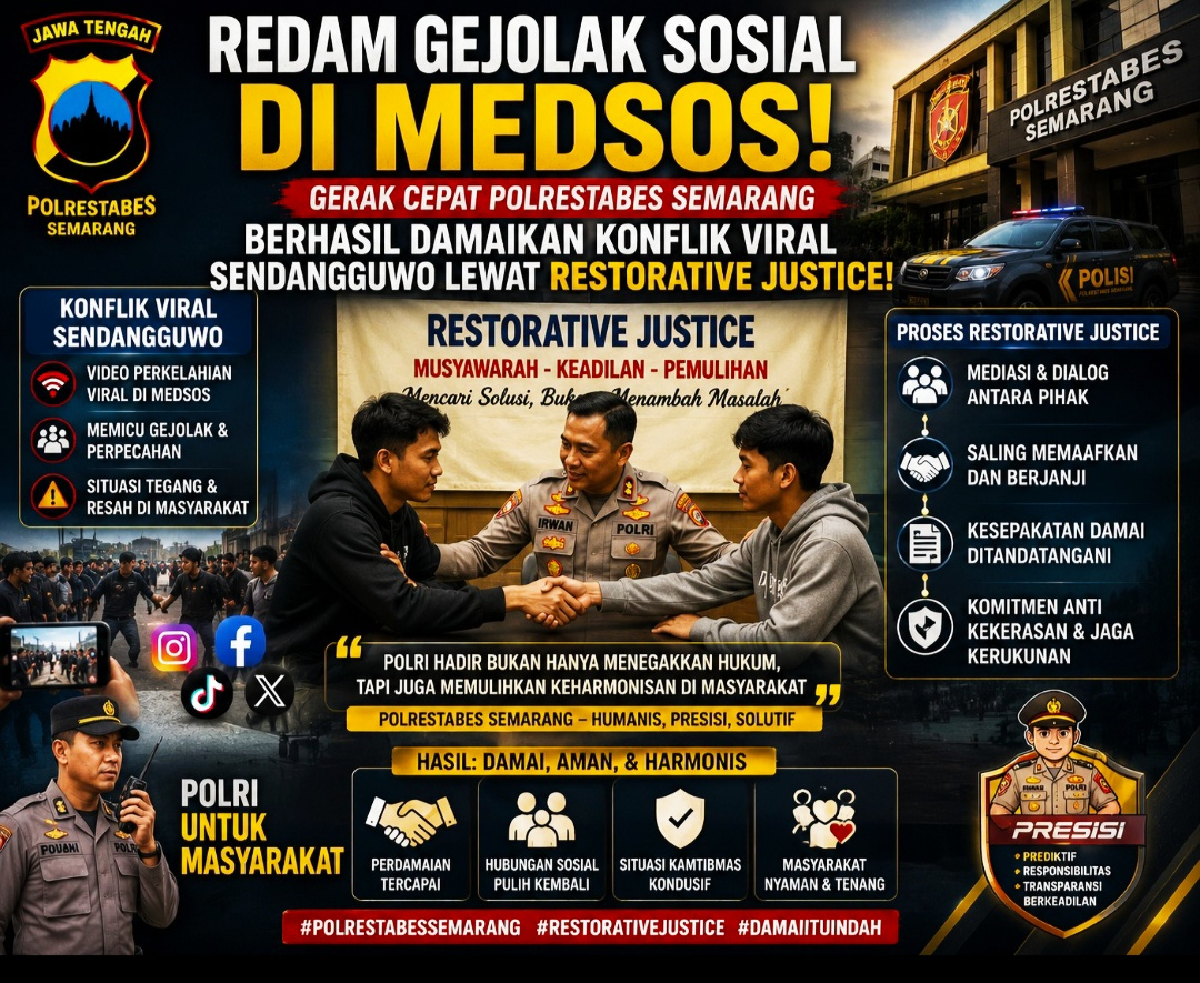 Gerak Cepat Polrestabes Semarang Berhasil Damaikan Konflik Viral Sendangguwo Lewat Restorative Justice!