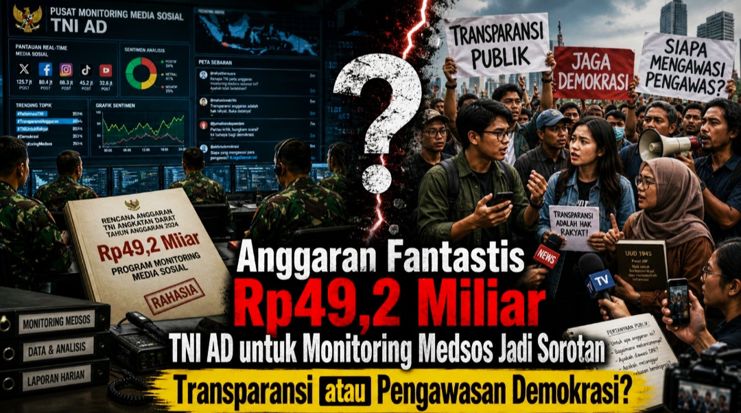 Anggaran Fantastis Rp49,2 Miliar TNI AD untuk Monitoring Medsos Jadi Sorotan: Transparansi atau Pengawasan Demokrasi?
