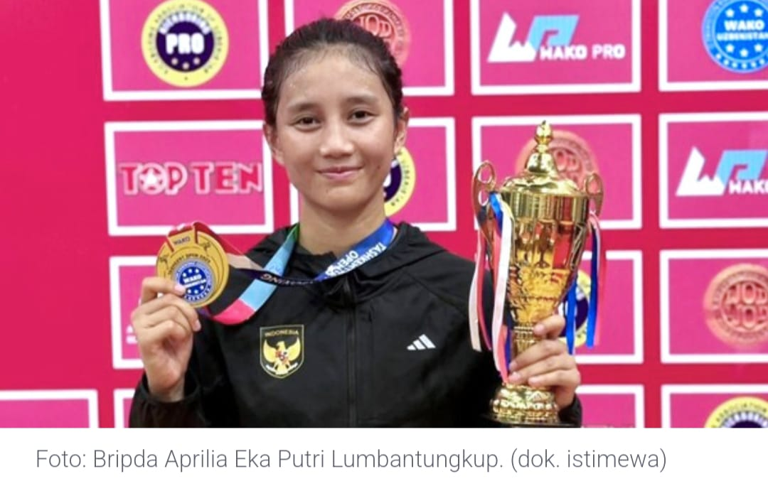 Bripda Aprilia Eka Cetak Emas di Uzbekistan Kickboxing World Cup 2025