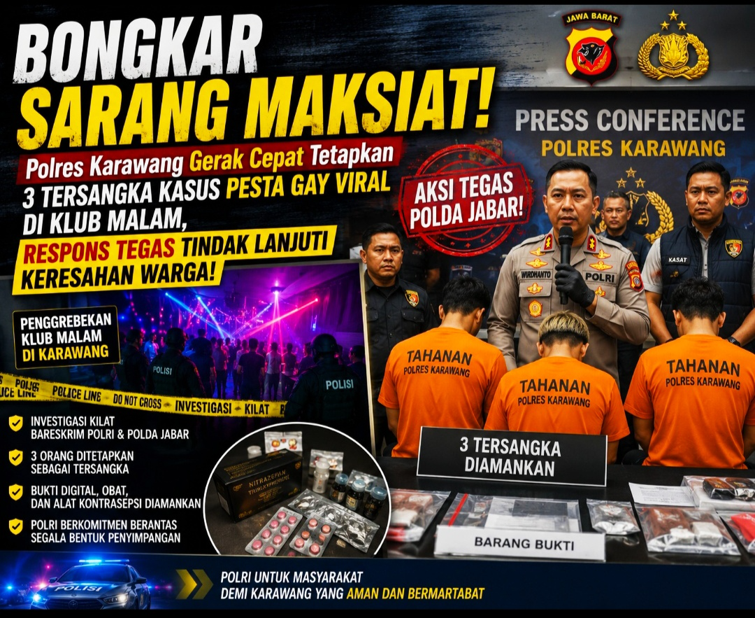 AKSI TEGAS POLDA JABAR! Bongkar Sarang Maksiat Pesta Gay di Klub Malam Karawang