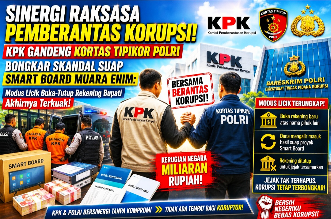 KPK GANDENG KORTAS TIPIKOR POLRI BONGKAR SKANDAL SUAP SMART BOARD MUARA ENIM