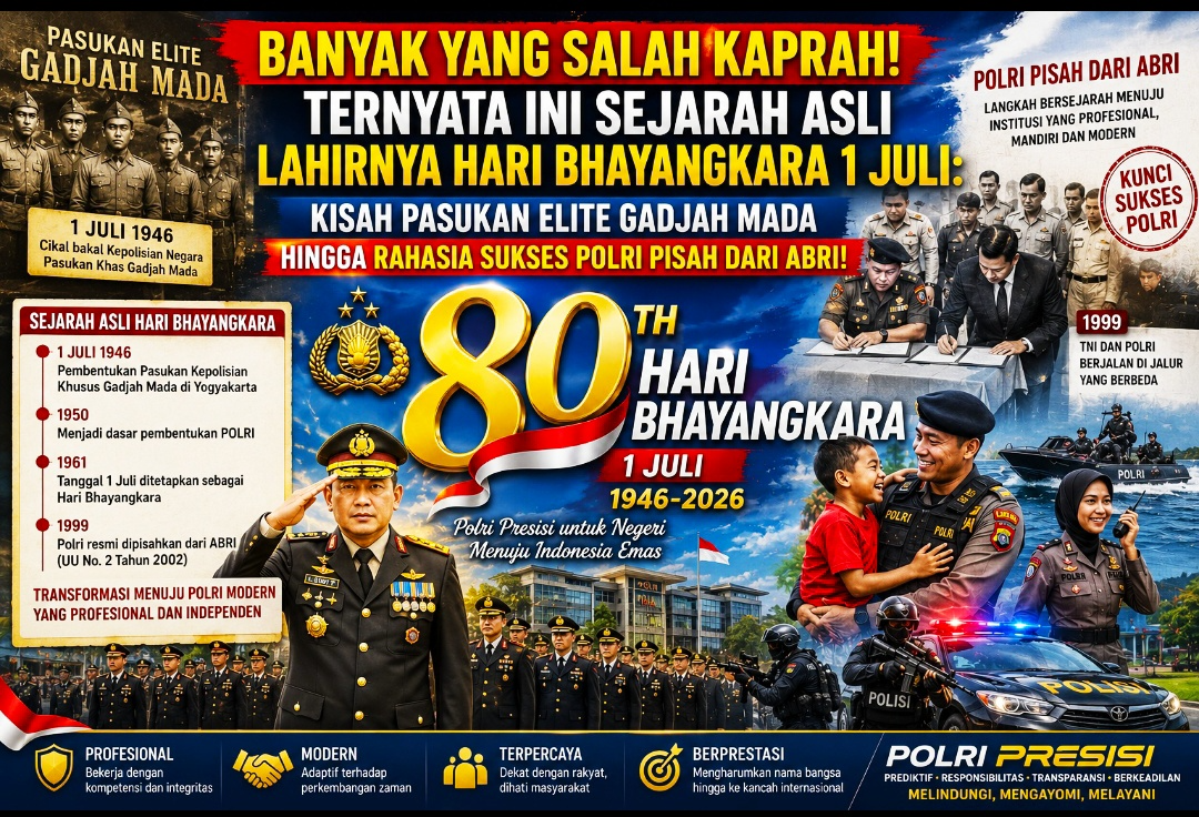 Ternyata Ini Sejarah Asli Lahirnya Hari Bhayangkara 1 Juli: Kisah Pasukan Elite Gadjah Mada hingga Rahasia Sukses Polri Pisah dari ABRI!