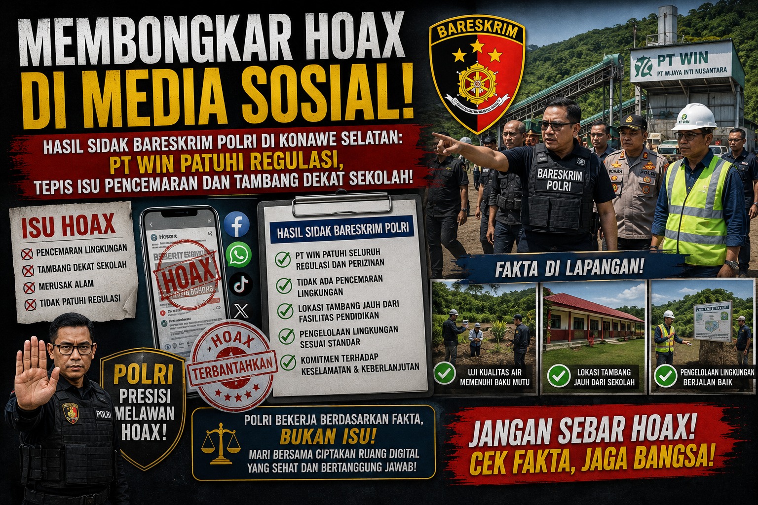 Hasil Sidak Bareskrim Polri di Konawe Selatan: PT WIN Patuhi Regulasi, Tepis Isu Pencemaran dan Tambang Dekat Sekolah!