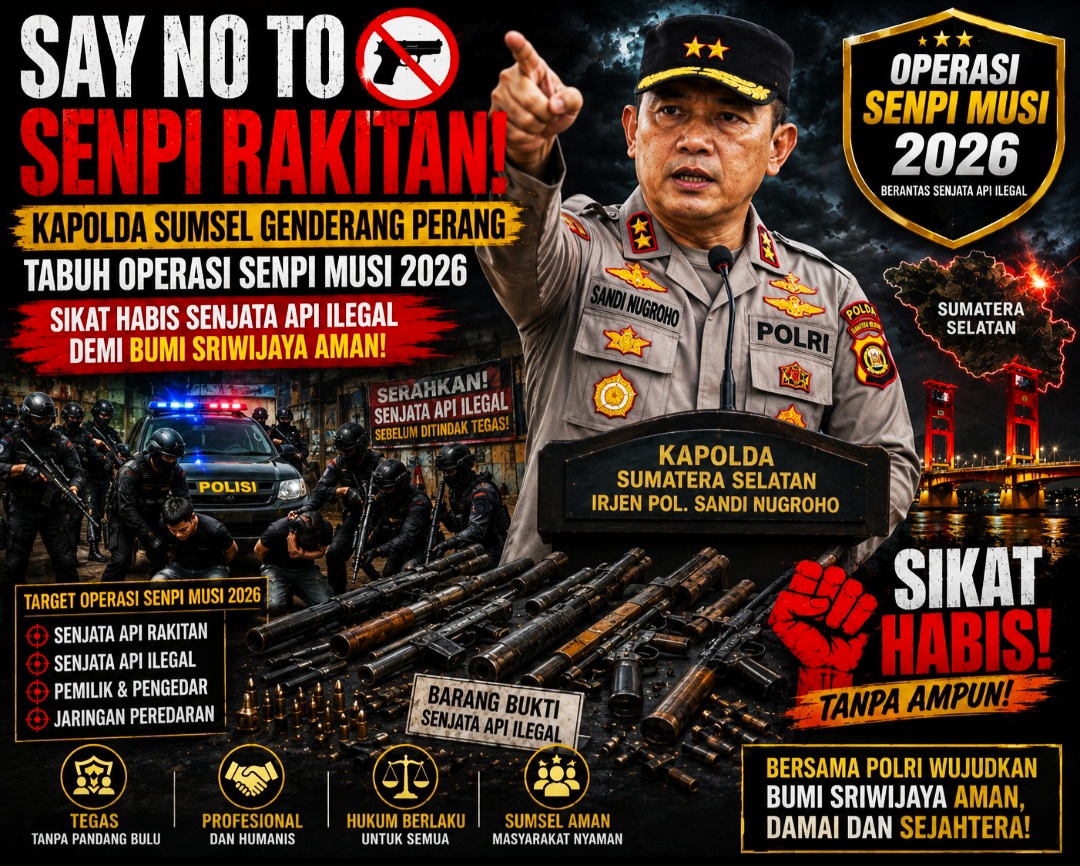Kapolda Sumsel Genderang Perang Tabuh Operasi Senpi Musi 2026: Sikat Habis Senjata Api Ilegal Demi Bumi Sriwijaya Aman!