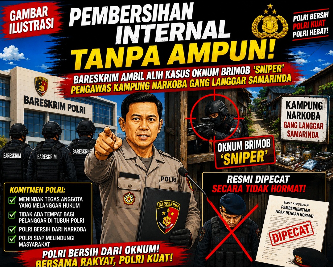 Bareskrim Ambil Alih Kasus Oknum Brimob 'Sniper'   Pengawas Kampung Narkoba Gang Langgar Samarinda, Resmi Dipecat Secara Tidak Hormat!