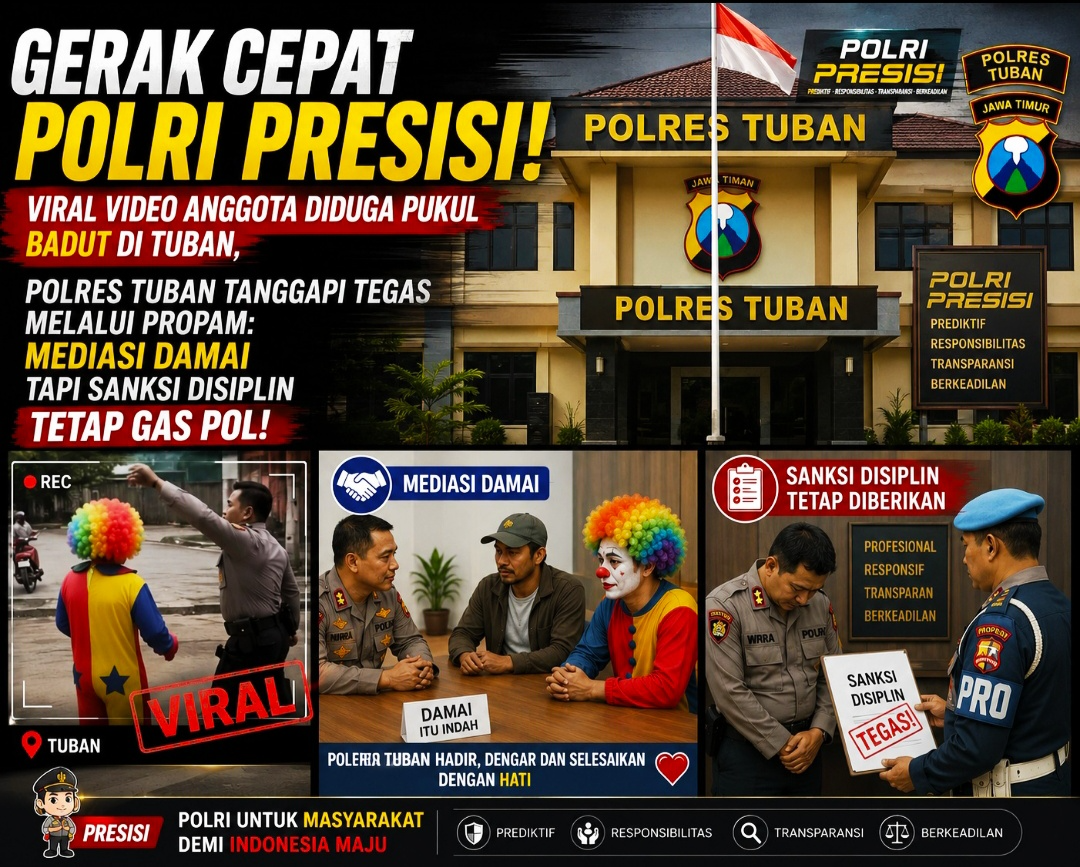 Viral Video Anggota Diduga Pukul Badut di Tuban, Polri Tanggapi Tegas Melalui Propam