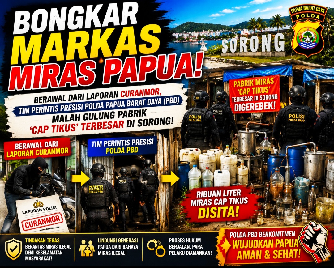 Berawal dari Laporan Curanmor, Tim Perintis Presisi Polda PBD Malah Gulung Pabrik 'Cap Tikus' Terbesar di Sorong!