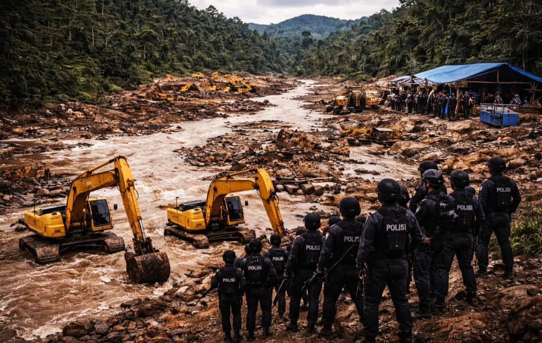 Sungai Dirusak, Hutan Digunduli! Polisi Sikat Tambang Emas Ilegal di Perbatasan Madina–Tapsel