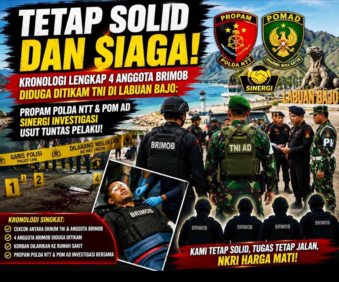 4 Anggota Brimob Diduga Ditikam Oknum TNI di Labuan Bajo: Propam Polda NTT & POM AD Sinergi Investigasi Usut Tuntas Pelaku!