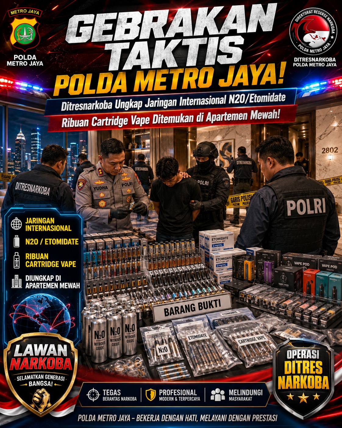 POLDA METRO JAYA! Ditresnarkoba Ungkap Jaringan Internasional N2O/Etomidate