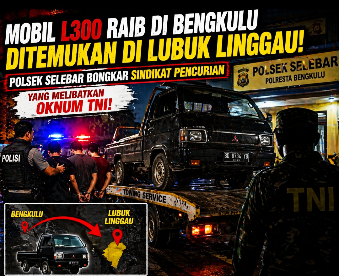 Mobil L300 Raib di Bengkulu Ditemukan di Lubuk Linggau! Polsek Selebar Bongkar Sindikat Pencurian yang Melibatkan Oknum TNI