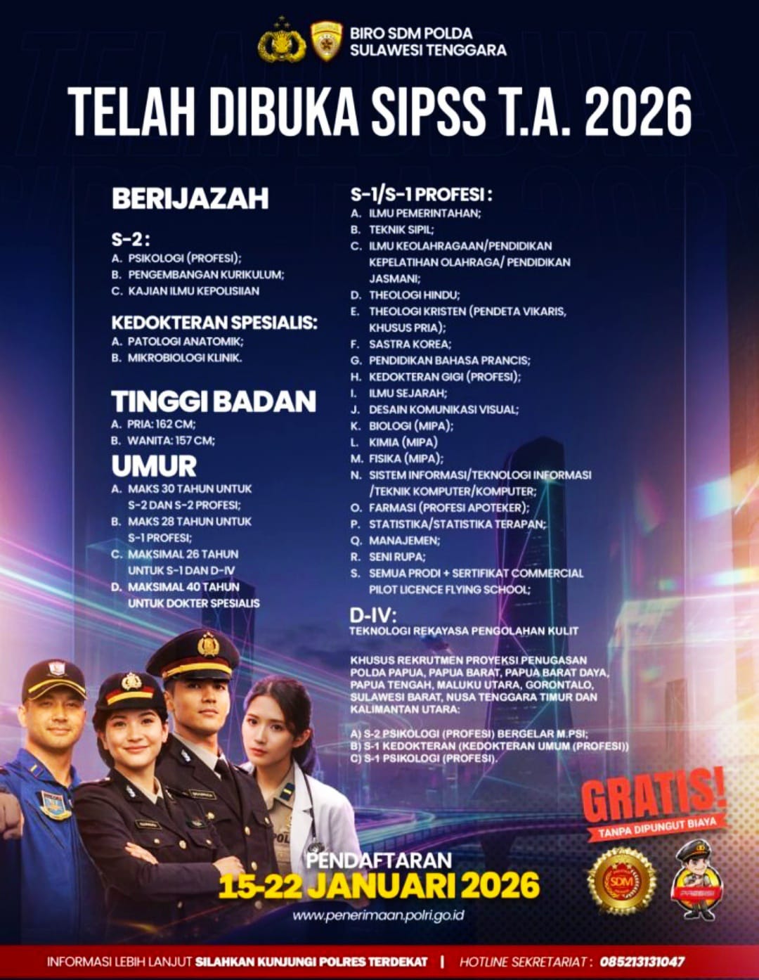 Rekrutmen SIPSS Polri 2026 Resmi Dibuka, Peluang Lulusan Sarjana Jadi Perwira Polisi