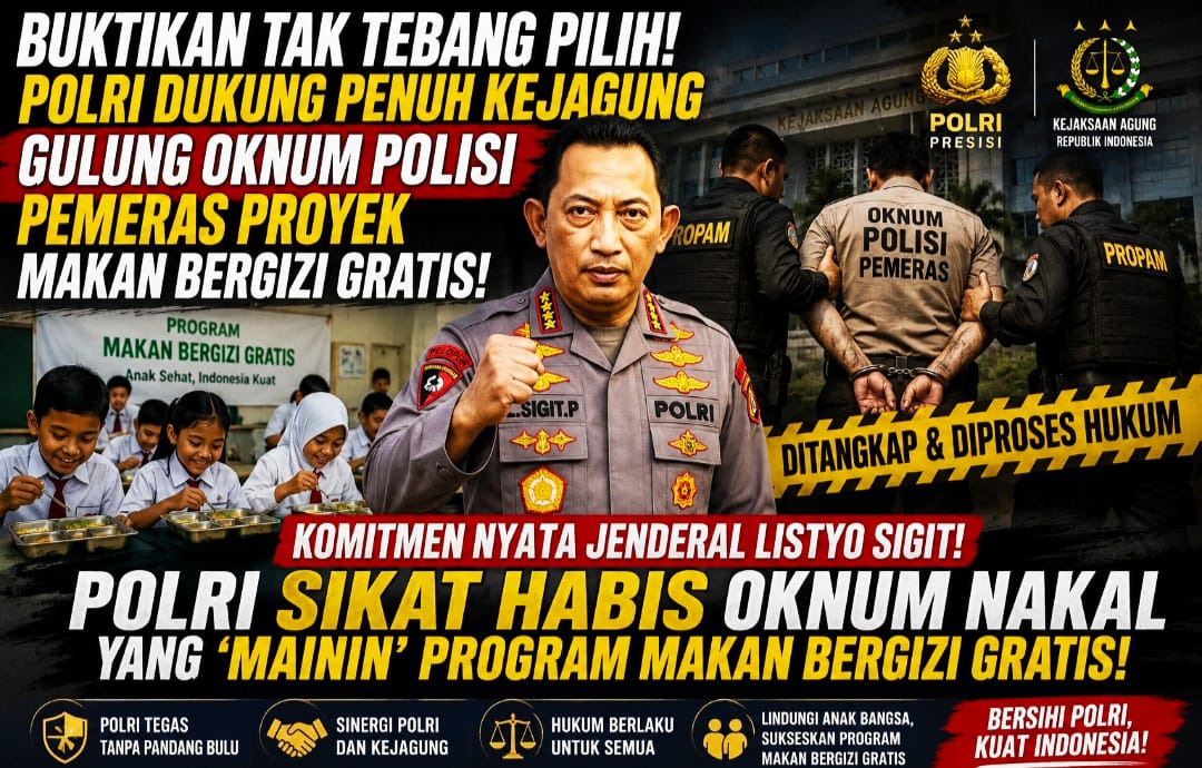 Buktikan Tak Tebang Pilih! Polri Dukung Penuh Kejagung Gulung Oknum Polisi Pemeras Proyek Makan Bergizi Gratis.