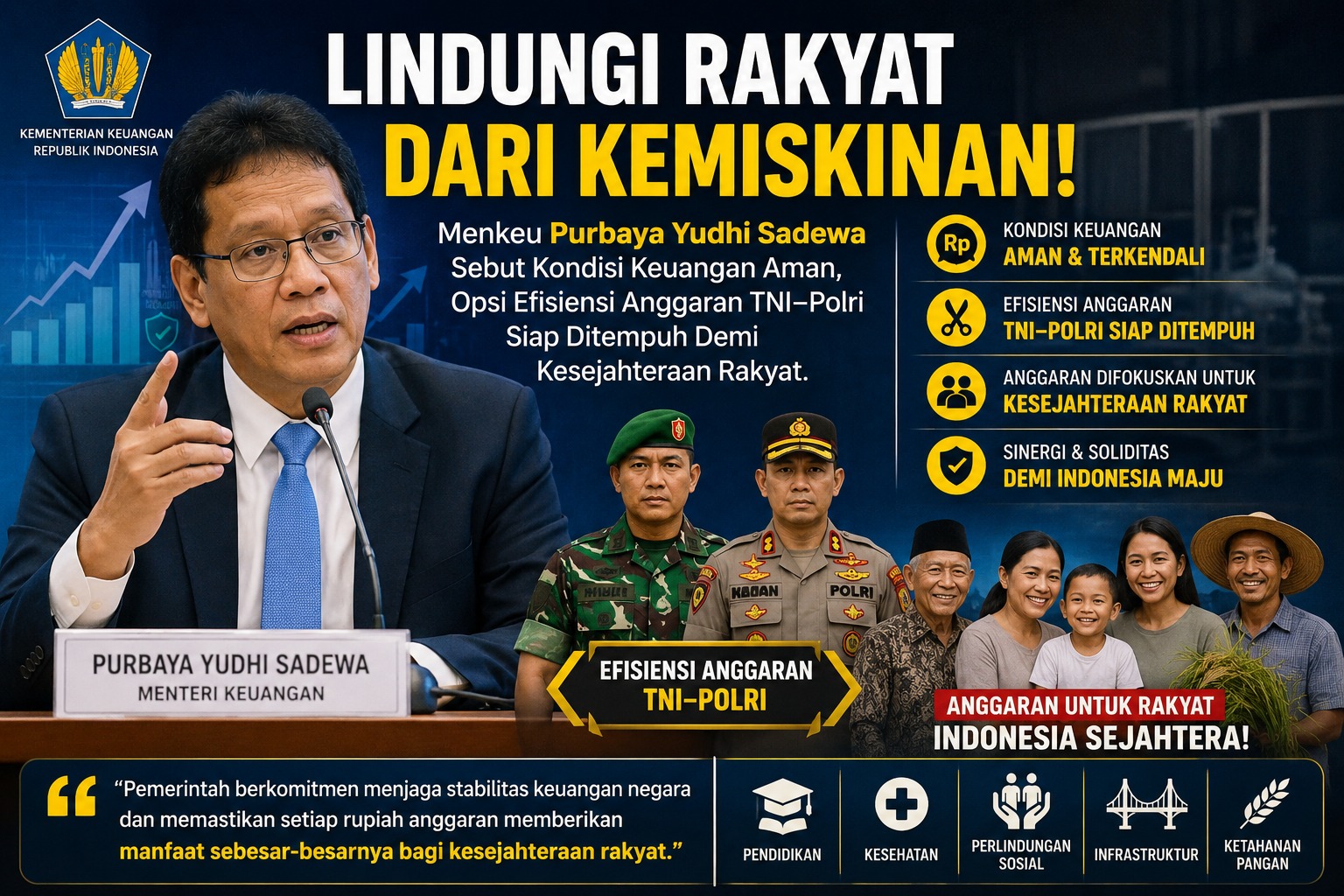 Menkeu Sebut Kondisi Keuangan Aman, Opsi Efisiensi Anggaran TNI-Polri Siap Ditempuh Demi Kesejahteraan Rakyat