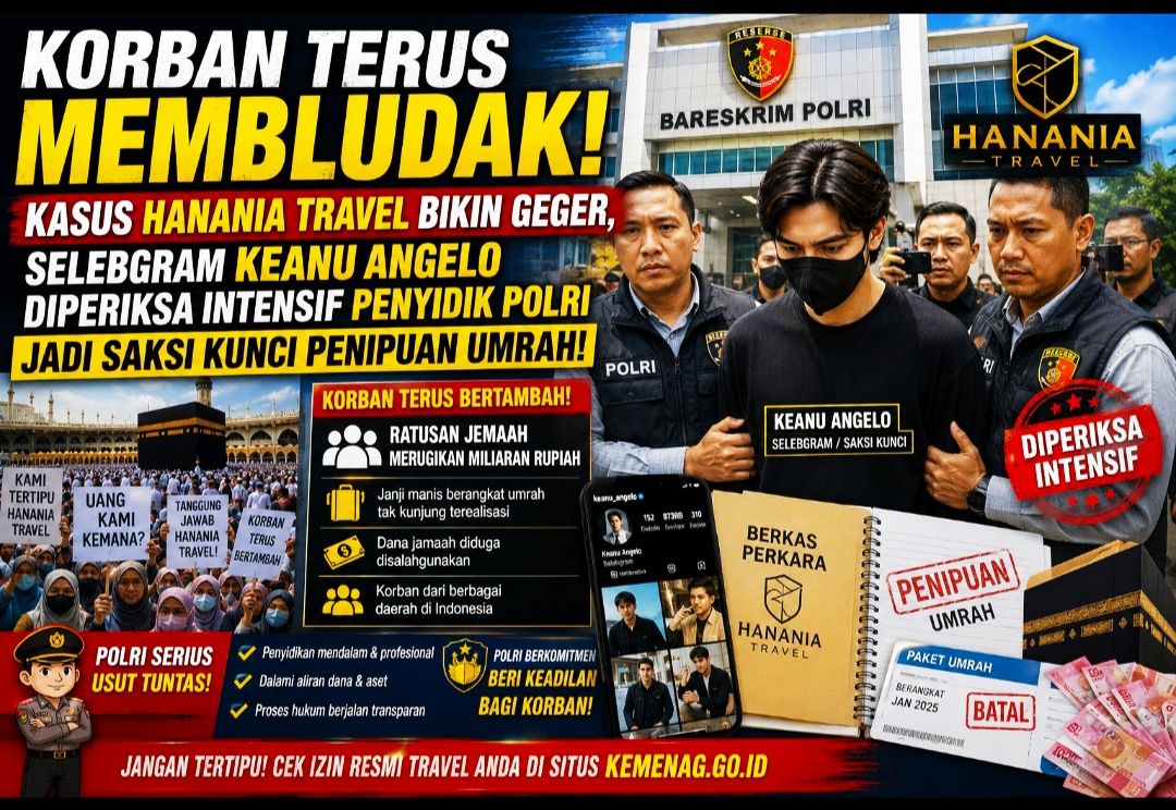 Kasus Hanania Travel Bikin Geger, Selebgram Keanu Angelo Diperiksa Intensif Penyidik Polri Jadi Saksi Kunci Penipuan Umrah!