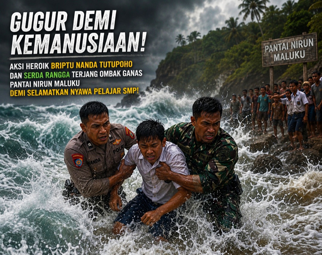 Aksi Heroik Briptu Nanda Tutupoho dan Serda Rangga Terjang Ombak Ganas Pantai Nirun Maluku Demi Selamatkan Nyawa Pelajar SMP!