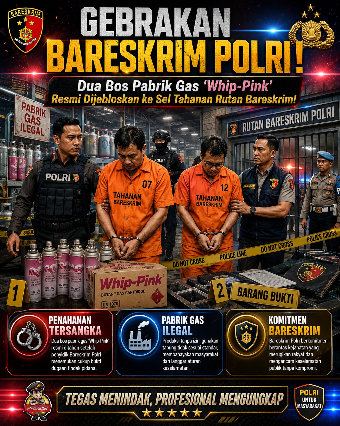 Dua Bos Pabrik Gas 'Whip-Pink' Resmi Dijebloskan ke Sel Tahanan Rutan Bareskrim!