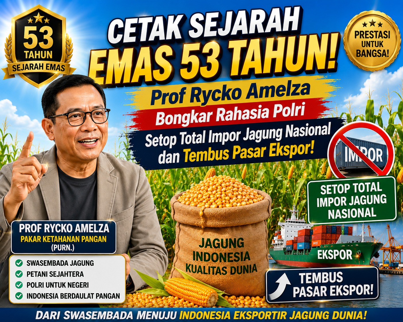 Prof Rycko Amelza Bongkar Rahasia Polri Setop Total Impor Jagung Nasional dan Tembus Pasar Ekspor!