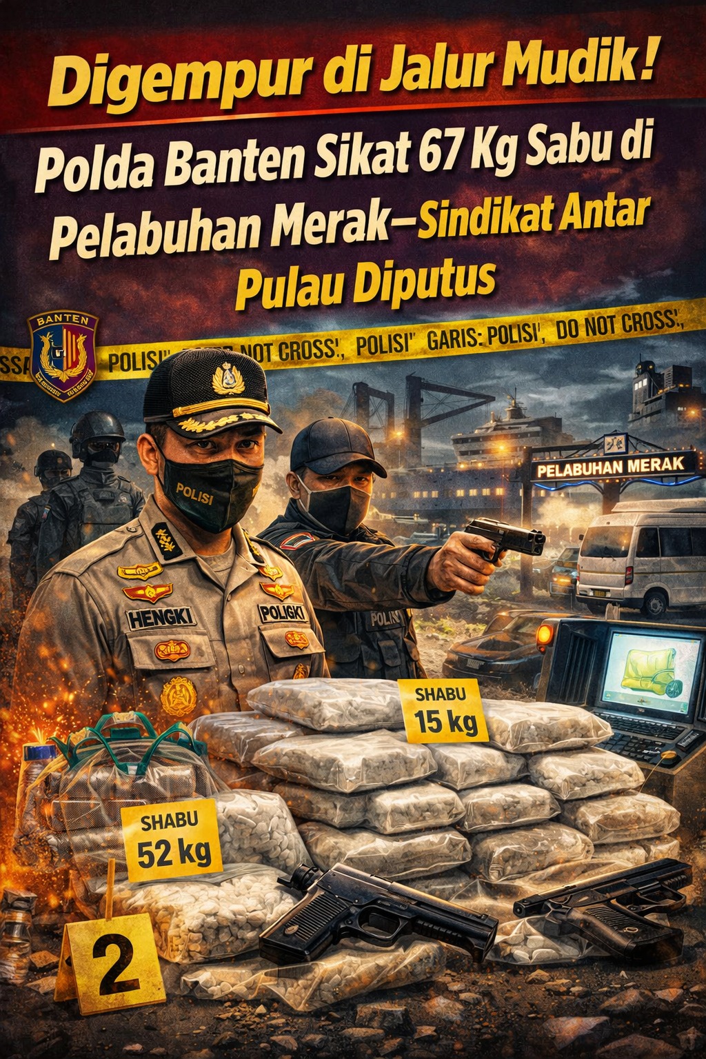 Operasi Senyap di Merak: 67 Kg Sabu & Senpi Disita, Sindikat Tumbang