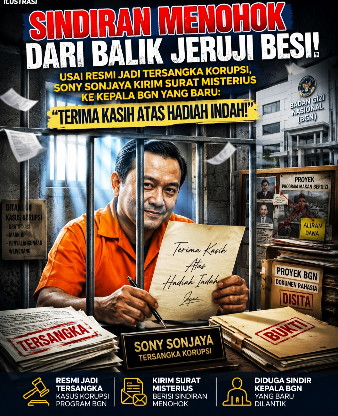 Viral di Instagram! Isi Surat Tulisan Tangan Tersangka Korupsi BGN Sony Sonjaya Senggol Nanik S Deyang.