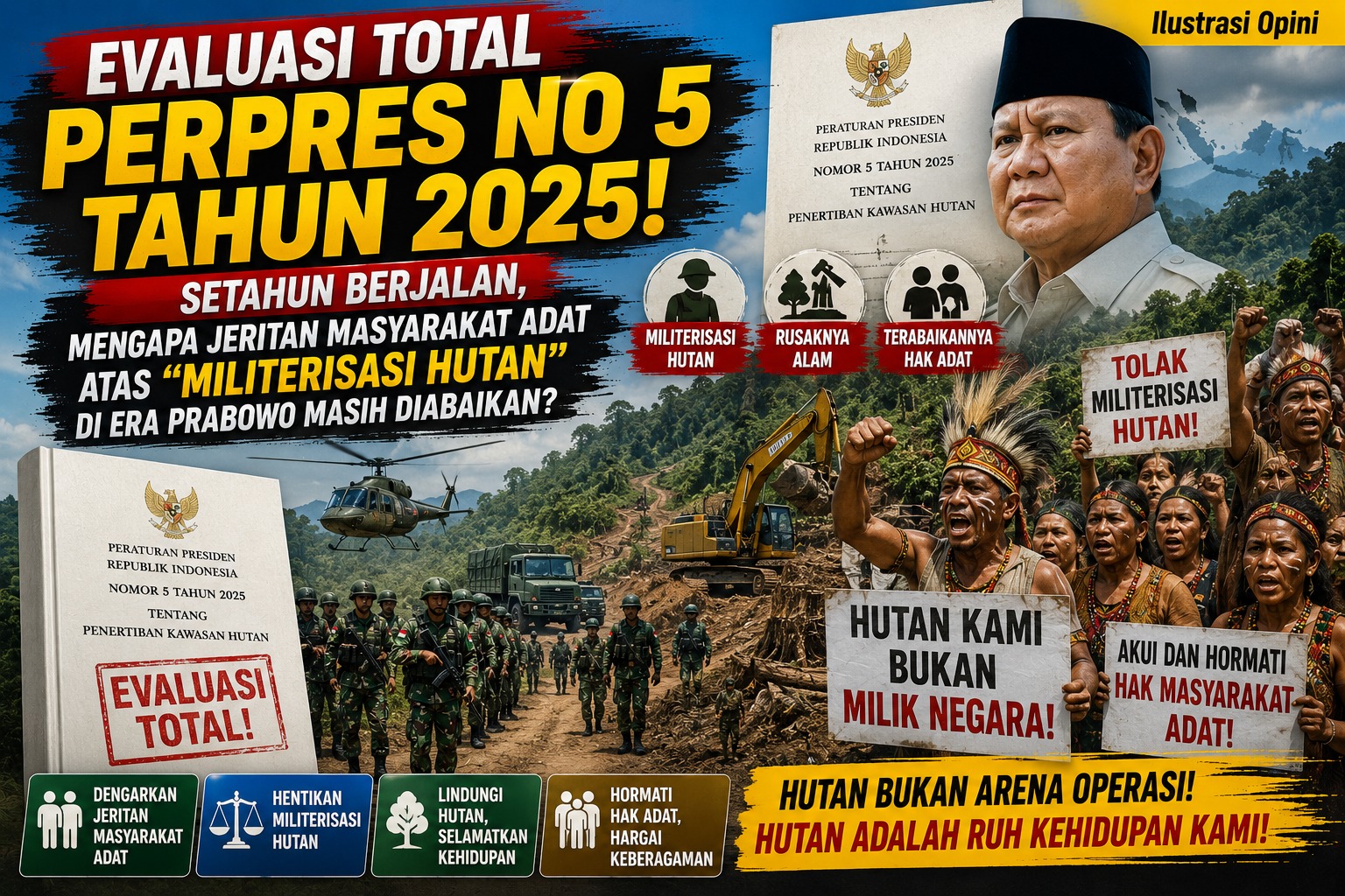 Setahun Berjalan, Mengapa Jeritan Masyarakat Adat atas "Militerisasi Hutan" di Era Prabowo Masih Diabaikan?