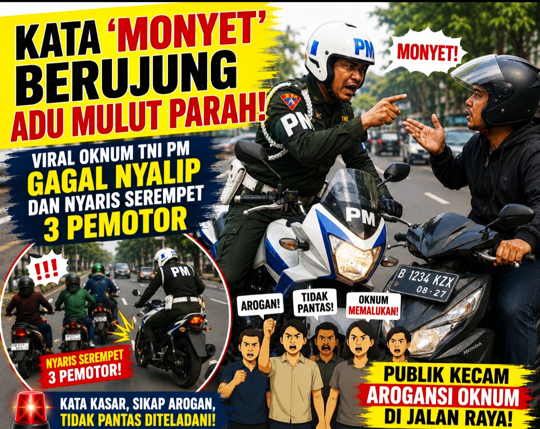 Viral Video Oknum TNI PM Adu Mulut di Pinggir Jalan Usai Maki Pemotor Pakai Kata Kasar!