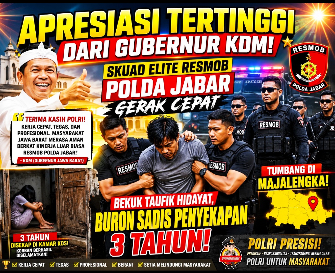 Skuad Elite Resmob Polda Jabar Gerak Cepat Bekuk Taufik Hidayat, Buron Sadis Penyekapan 3 Tahun Tumbang di Majalengka!