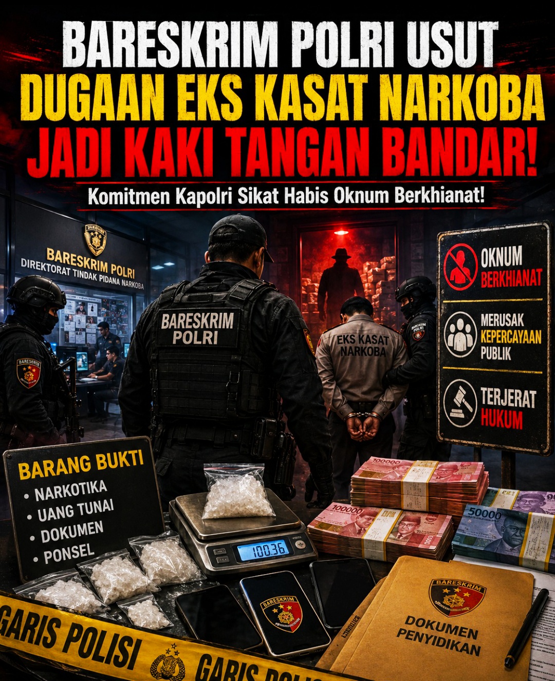 Skandal Narkoba Kutai Barat! Bareskrim Polri Bongkar Hubungan Gelap Eks Kasat Narkoba dengan Bandar Ishak.