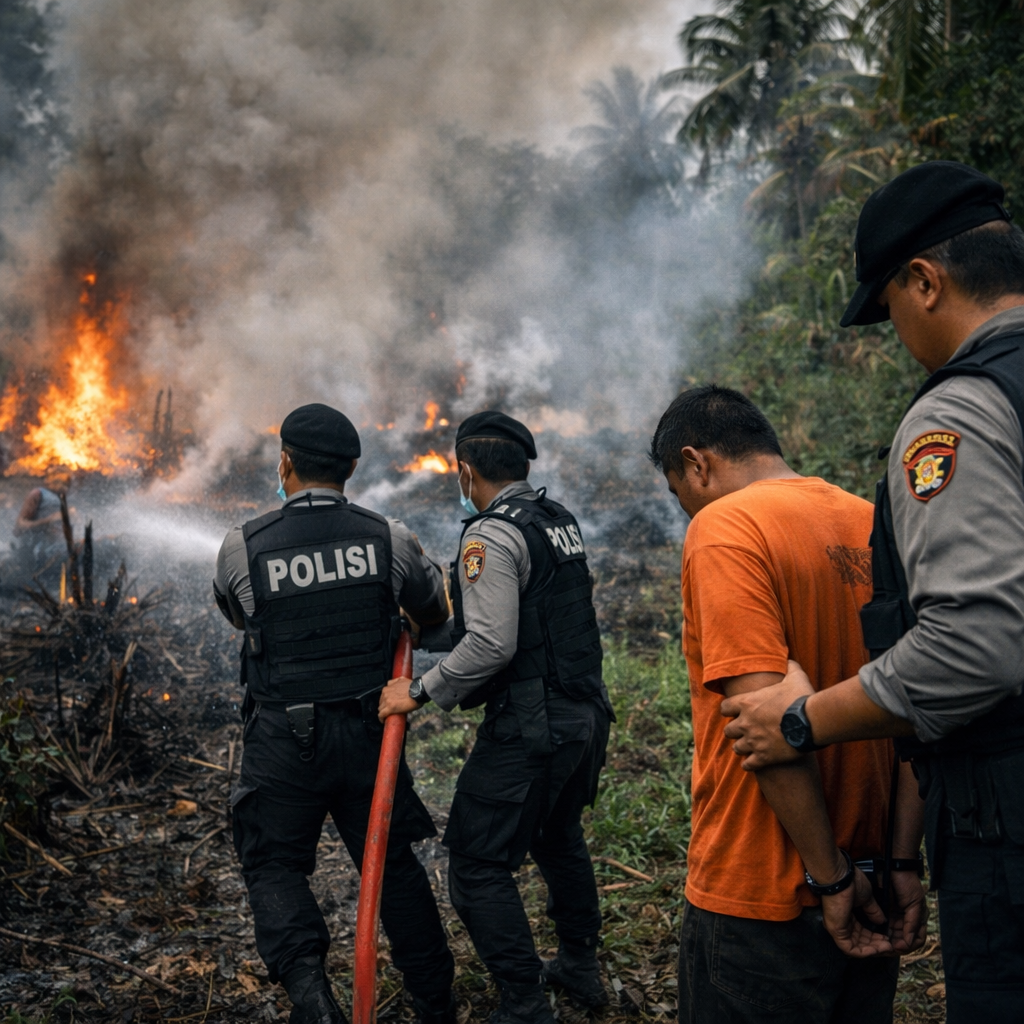 Polres Indragiri Hilir Respons Cepat 110, Karhutla Padam dan Pelaku Ditangkap