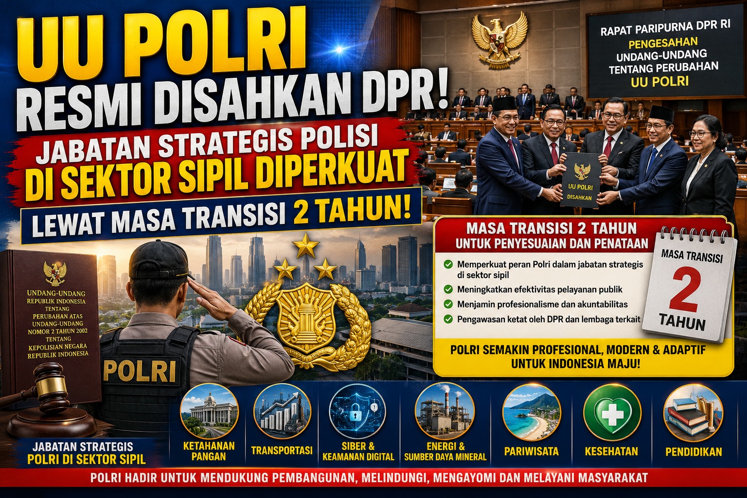 UU Polri Resmi Disahkan DPR, Jabatan Strategis Polisi di Sektor Sipil Diperkuat Lewat Masa Transisi 2 Tahun!