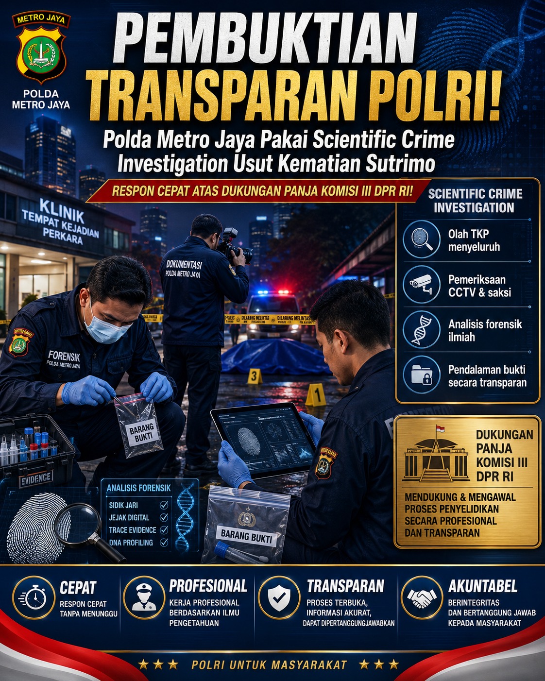 Polda Metro Jaya Pakai Scientific Crime Investigation Usut Kematian Sutrimo
