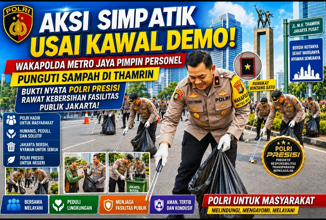 Wakapolda Metro Jaya Pimpin Personel Punguti Sampah di Thamrin: Bukti Nyata Polri Presisi