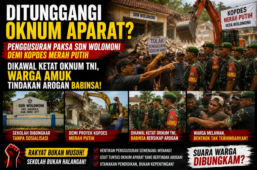 Penggusuran Paksa SDN Wolomoni ENDE Demi Kopdes Merah Putih Dikawal Ketat Oknum TNI
