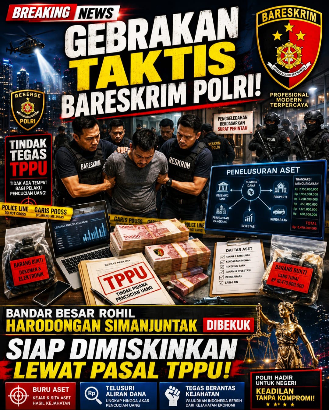 Bandar Besar Rohil Harodongan Simanjuntak Dibekuk: Siap Dimiskinkan Lewat Pasal TPPU!