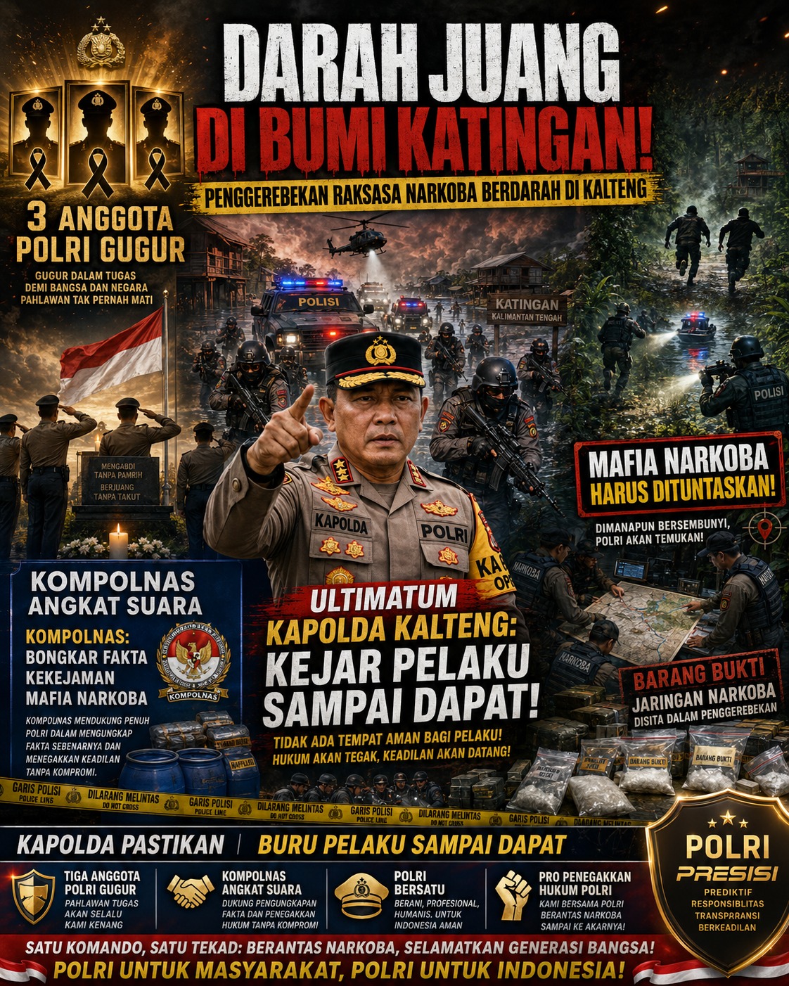 Kronologis Lengkap Penggerebekan Raksasa Narkoba Berdarah di Kalteng: Tiga Anggota Polri Gugur, Kapolda Pastikan Buru Pelaku Sampai Dapat!
