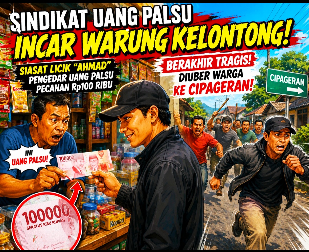 Siasat Licik "Ahmad" Pengedar Uang Palsu Pecahan Rp100 Ribu Berakhir Tragis Diuber Warga ke Cipageran!