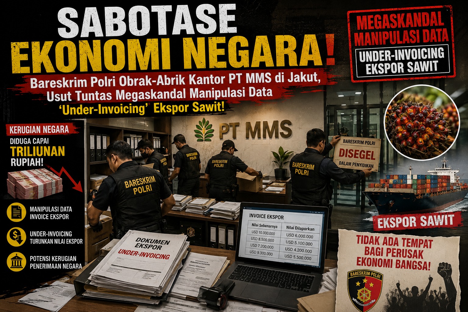 Bareskrim, Usut Tuntas Megaskandal Manipulasi Data 'Under-Invoicing' Ekspor Sawit!